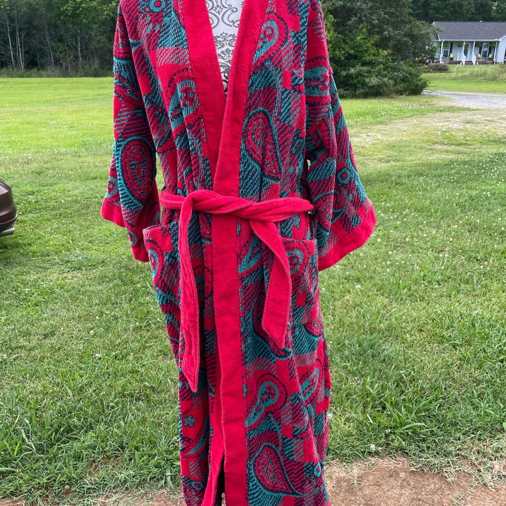 Dior Red and Teal Plaid Robe